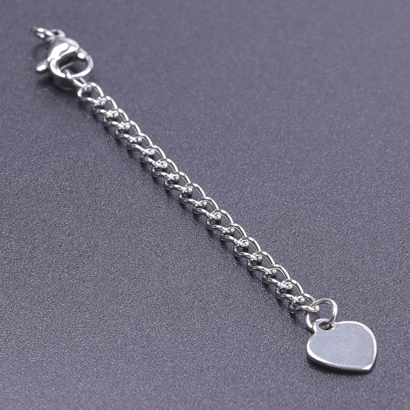 High Quality Waterproof Heart Rectangle Stainless Steel Extention/Tail Chain DIY Jewelry Making Supplies Metal Handmade Necklace