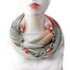 Stylish Cotton Linen Infinity Scarf with Beaded Chain Necklace – Women’s Gradient Color Scarf for Boho & Casual Fashion