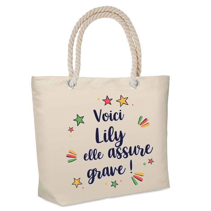 Planetee Sac isotherme de plage Lina elle assure grave– Lunch Bag Glacière Souple Repas Travail Plage Pique-nique Cadeau
