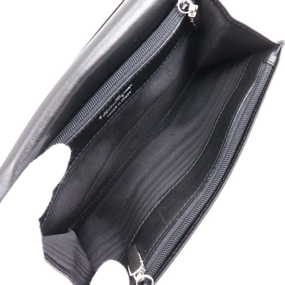 Salvatore Ferragamo Purse Black Calfskin Unisex Used