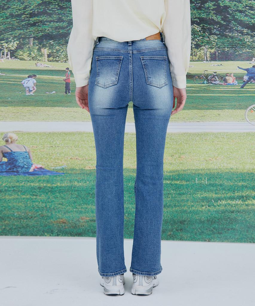 PINBLACK Brushed Washed Semi-Bootcut Denim Pants