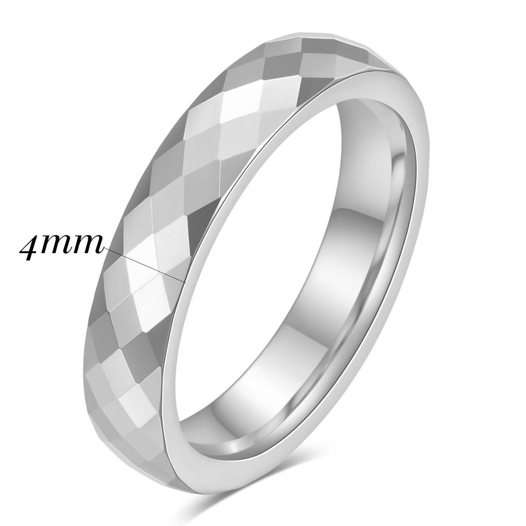European American Ins New Tungsten Steel 4MM 6MM Faceted Polygon Rhombus Couple Rings