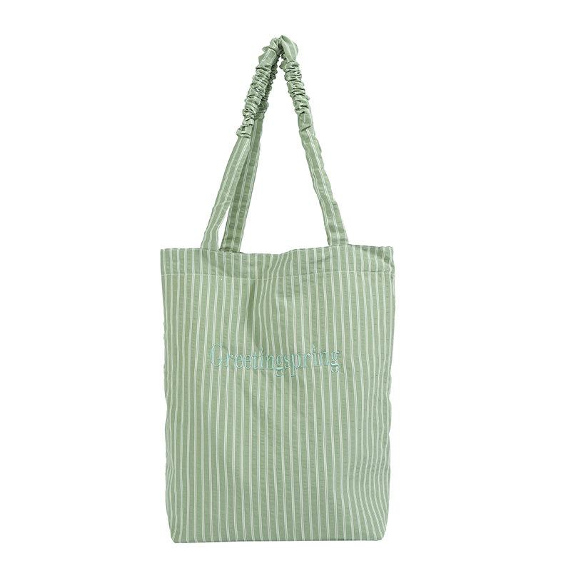 Korean-Style Retro Striped Tote Bag – Large Capacity Shoulder Bag