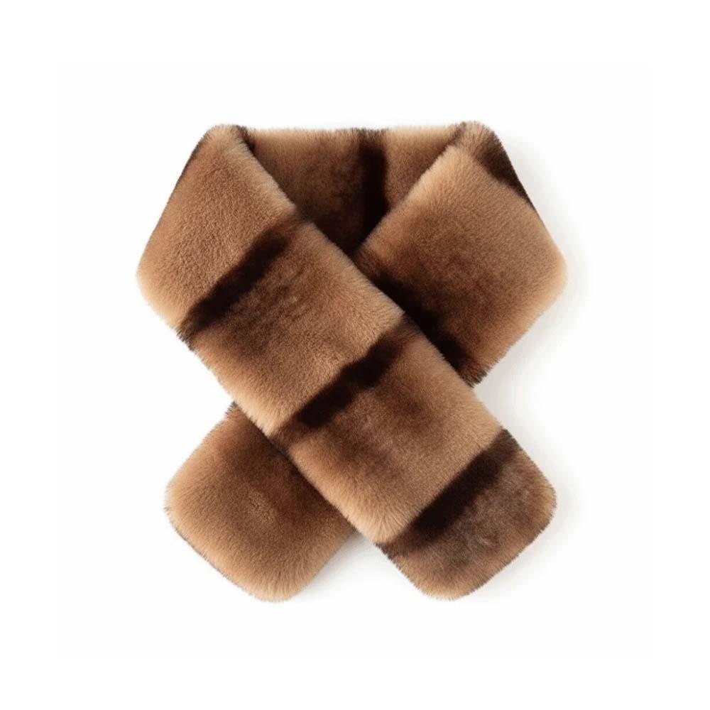 Thick Plush Cross Scarf Thermal Fluffy Muffler Double Sided Stole Faux Fur Collar Office Workers