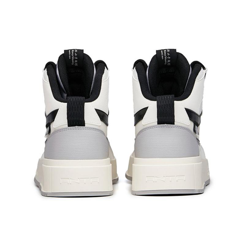 Anta Anti Slip Wear Resistant High Top Skateboard Shoes Men's White Gray Sneakers 912238011-2