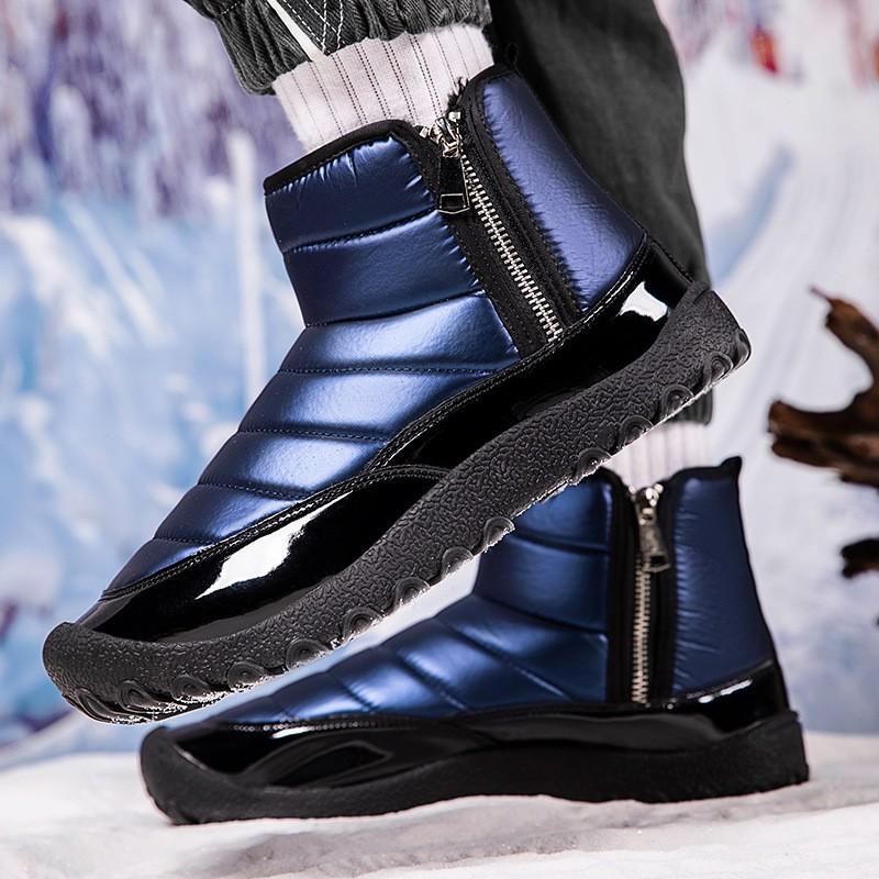 Kids Shoes Mens Winter Snow Boots With Dual Side Zippers Warm Thick Lined Rubber Sole Slip-Resistant Casual Outdoor Shoes