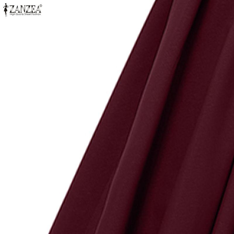 ZANZEA Women Casual Turn Down Collar Long Sleeve Loose Long Shirt Dress