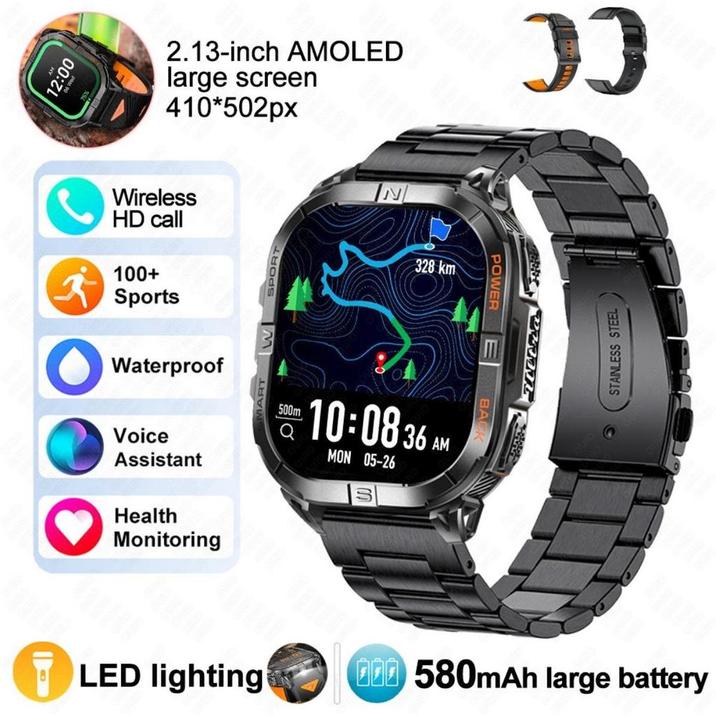 New Smart Watch GPS Outdoor Barometric Compass LED Flashlight 580 MAH 3ATM Waterproof 100+ Sports Mode Health BT Call Smartwatch