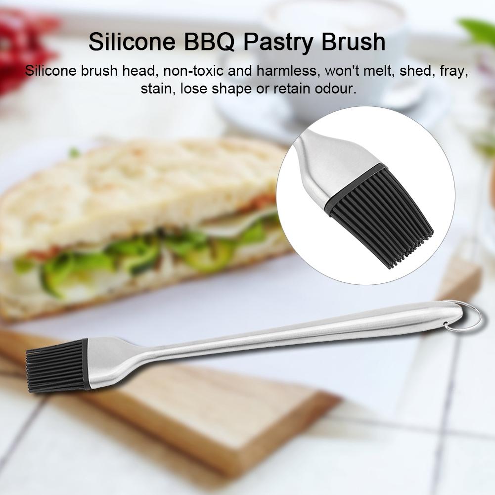 Silicone BBQ Oil Brush Basting Pastry Cake Baking Brushes with Stainless Steel Handle