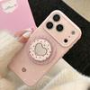 Cream polka dot Apple 17 Promax phone case iPhone 16 heart-shaped mirror magnetic suction support