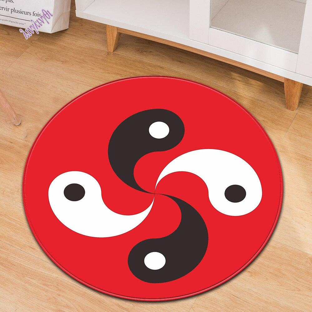 Tai Chi Buddhist Round Carpet Living Room Bedroom Yingyang Prayer Ring Rugs Restaurant Floor Mat Parlor Sofa Black Soft Tapete