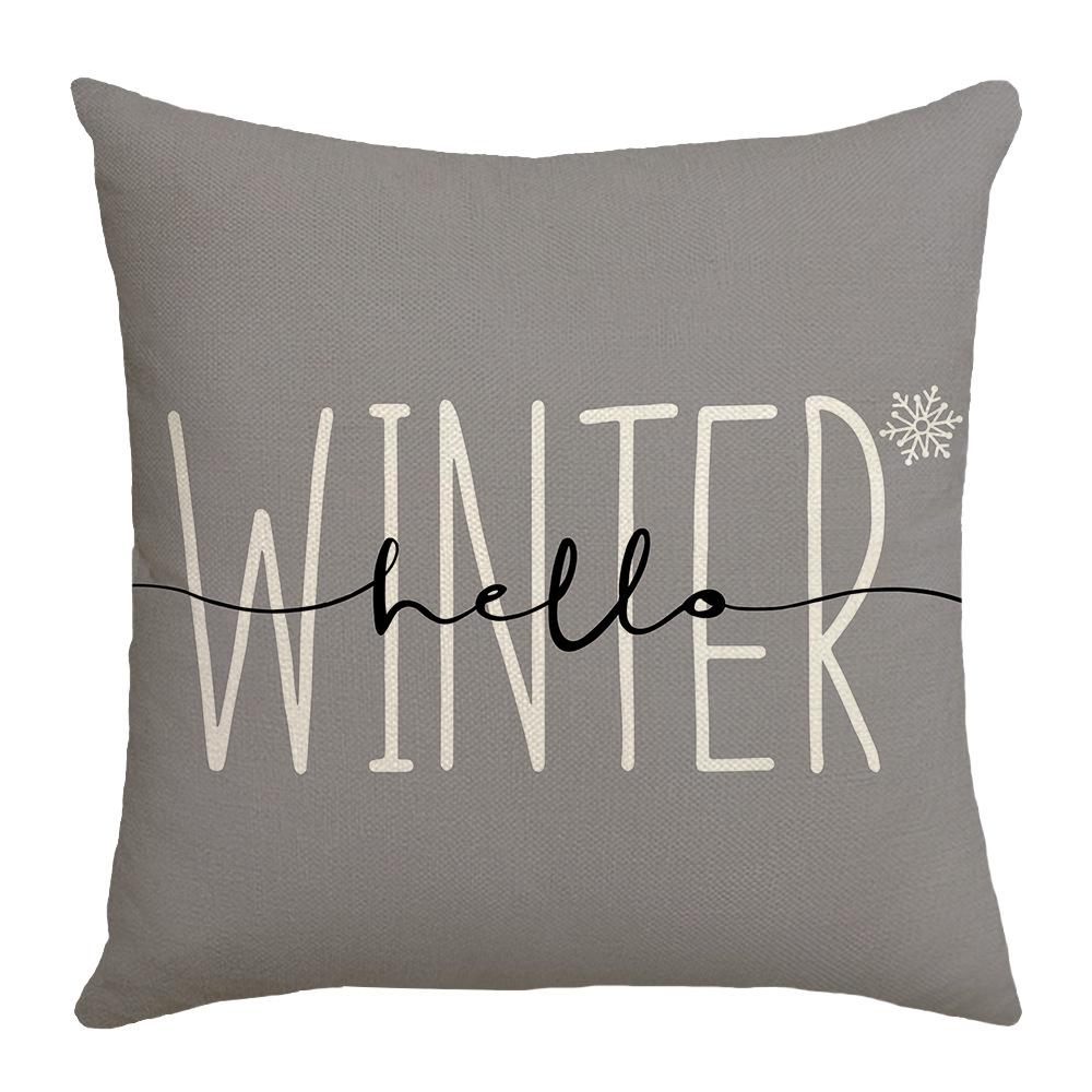 Herbst und Winter Neue Kissenbezug Grau Kiefer und Zypresse Buchstaben Leinen Druck Sofa Kissen Heim Kissenbezug
