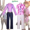 Anime Judy Hopps Nick Wilde Coat Pants Hat Casual Set Rabbit Judy Cosplay Costume Adult Uniform Carnival Halloween  Party Suits