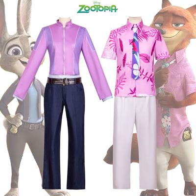 Anime Judy Hopps Nick Wilde Mantel Hose Hut Lässiges Set Kaninchen Judy Cosplay Kostüm Uniform für Erwachsene Karneval Halloween Party Anzüge