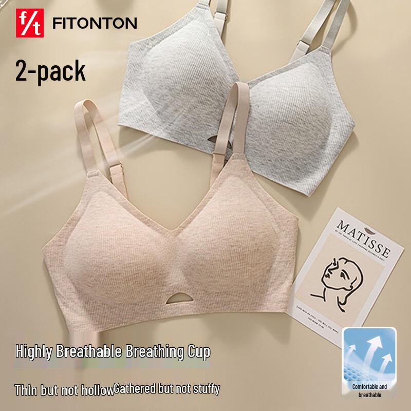FitonTon Women s Seamless Wire-Free Latex Sports Bra 2-Pack L (36/80ABC)