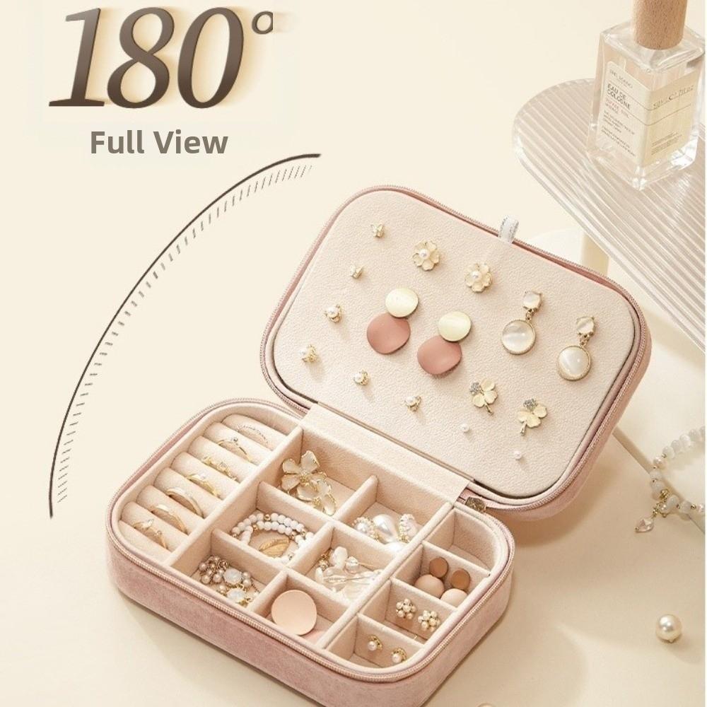 Rectangle Vintage Ring Case 2 Layer Jewelry Case Portable Velvet  Jewelry Box  Valentine