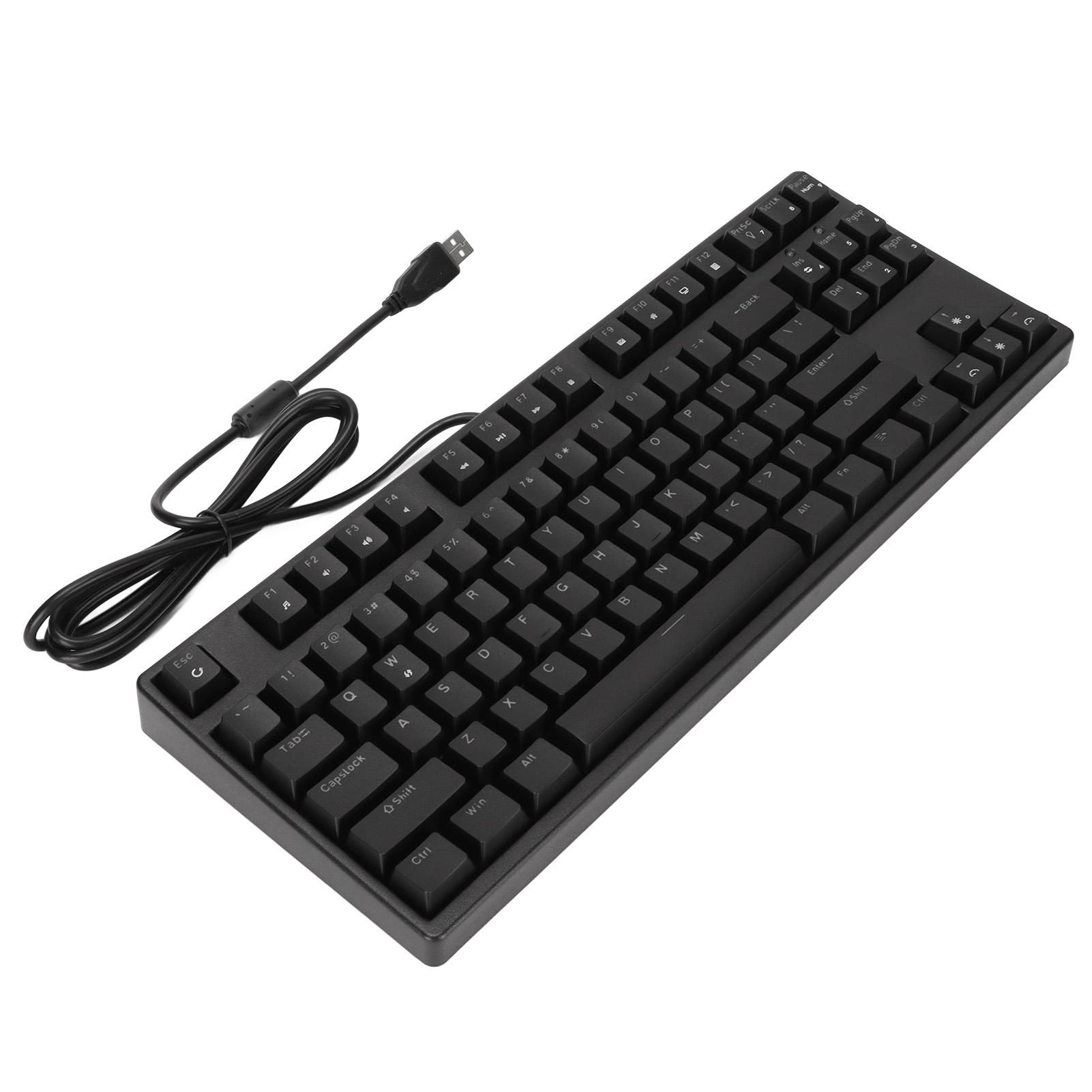 

Механическая клавиатура 87 клавиш Синий переключатель Монохромный белый свет Различные режимы освещения Проводная чёрный