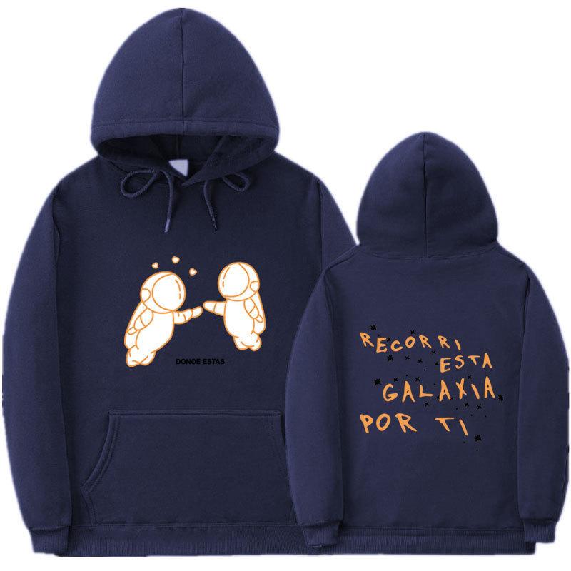 Außenhandel neue Mode Druck Doppel-Astronaut Kapuzenpullover Lockerer Pullover Freizeit Herren und Damen Freizeit Sportpullover
