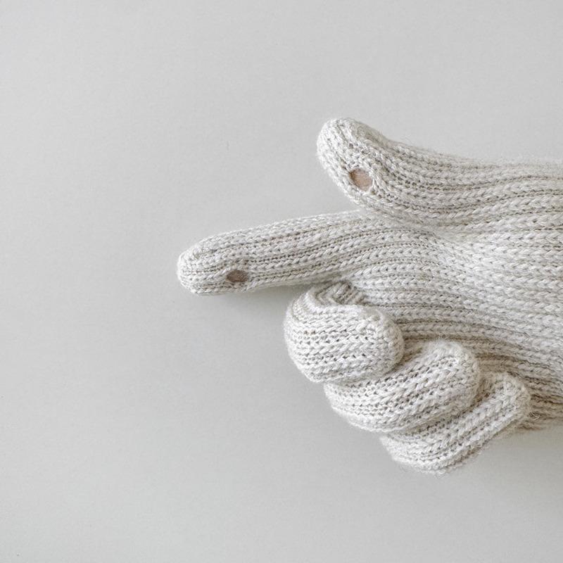 Korean Style Kids Knit Gloves Winter Warm Mittens Solid Color Gloves Soft Crochet Hand Warmers for Boys Girls Trendy Children