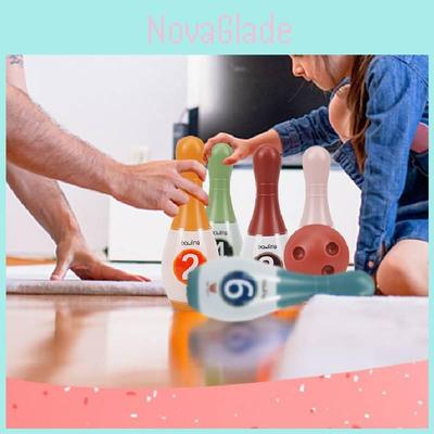 Kids Plastic Bowling Set With 8 Bottles 2 Balls Interactive Indoor Game For Kindergarten Children