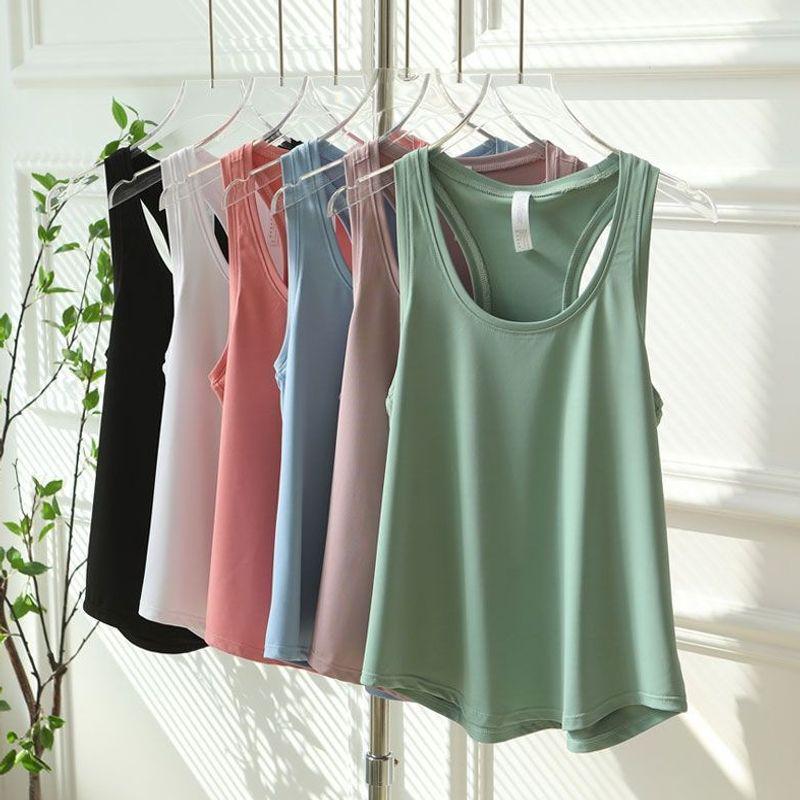 Women's Quick-Dry Sleeveless Yoga T-Shirt - Racerback, Loose, Breathable Fitness Top for Summer Running