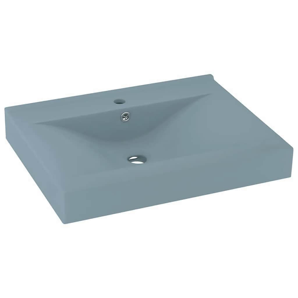 Luxury Wash Basin with Faucet Hole Matte Light Blue 60x46 Cm Ceramic