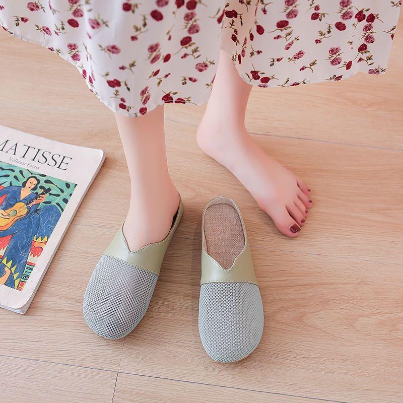 Flat Toe Half Slippers Women's Summer New Breathable Women's Shoes Fashionable Outdoor Cool Slippers