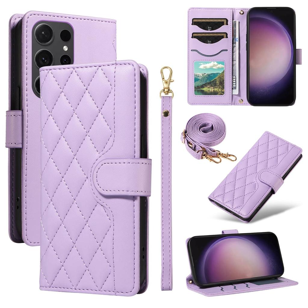 Für Samsung Galaxy S24/S23/S22 Ultra/S24 FE/S23 FE S24 Plus Brieftaschen-Hülle für Damen, Flip-Cover mit Kartenhalter und Ständer