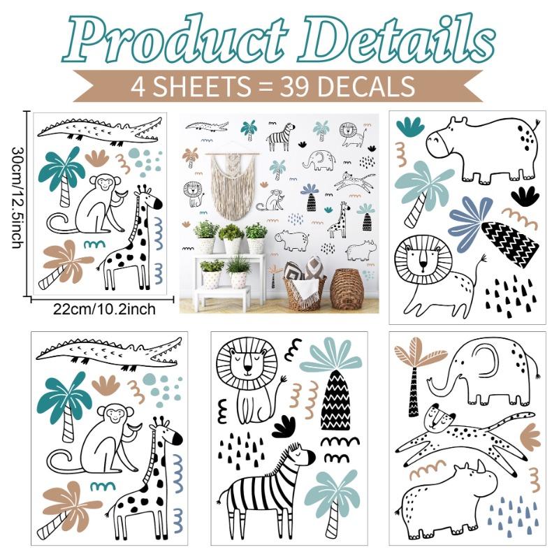 

Линейные наклейки на стену с животными Джунгли детский сад детская комната гостиная украшение ПВХ самоклеящиеся креативные детские наклейки на стену