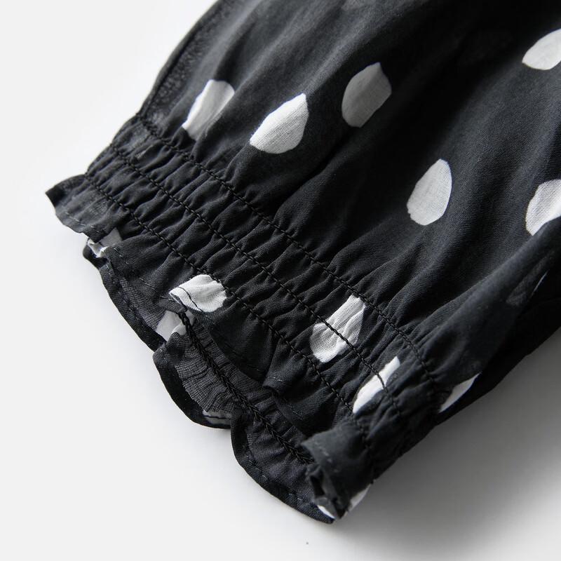 Women's 100% Cotton Puff Sleeve Polka Dot Blouse