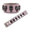 European and American skull buckle rhinestone bracelet, personalized diamond-encrusted PU leather jewelry