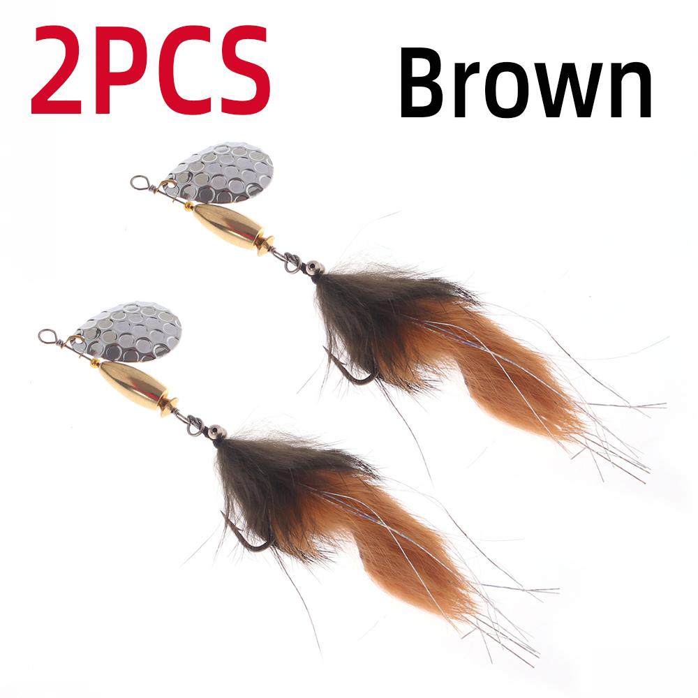 Bimoo 2pcs/5pcs Mix Bead Chain Eye  Hare Zonker Streamer W/Brass Sinker Spoon Lure Bait Set Decoy Bait Sequins Stinger Fishhook Spinner Fishing Lure
