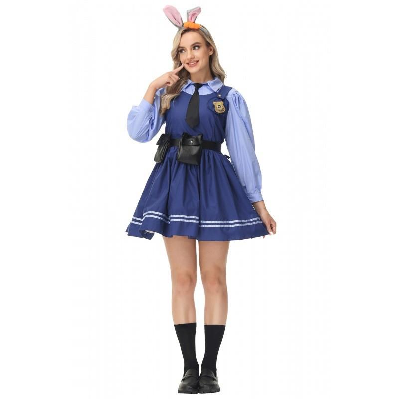 M-xl Langarm Judy Hopps Polizei Kostüm aus Zootopia für lustige Rollenspiel-Veranstaltungen