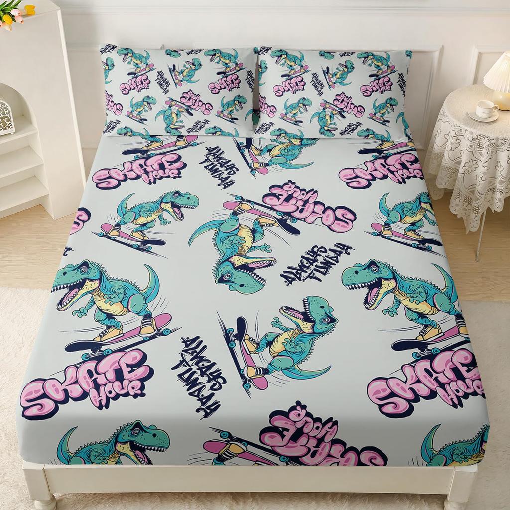 Math Galaxy Cartoon Planet Pattern Sheet Three-Piece Digital Printing Bedding Boys Girls