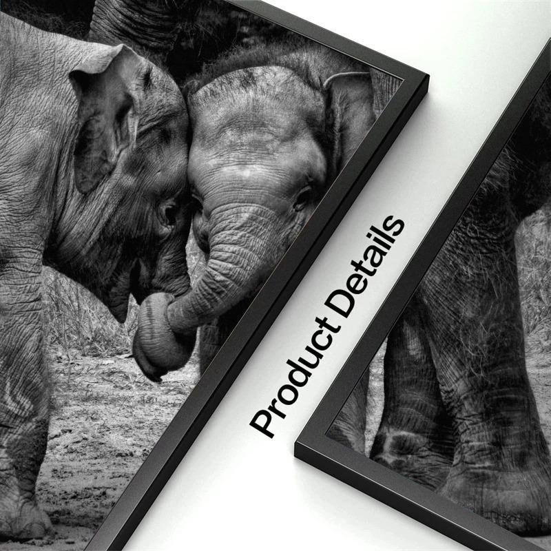 Black and White Animal Elephants Art Canvas Painting Posters and Prints Elephants Family Wall Art Pictures for Living Room Decor