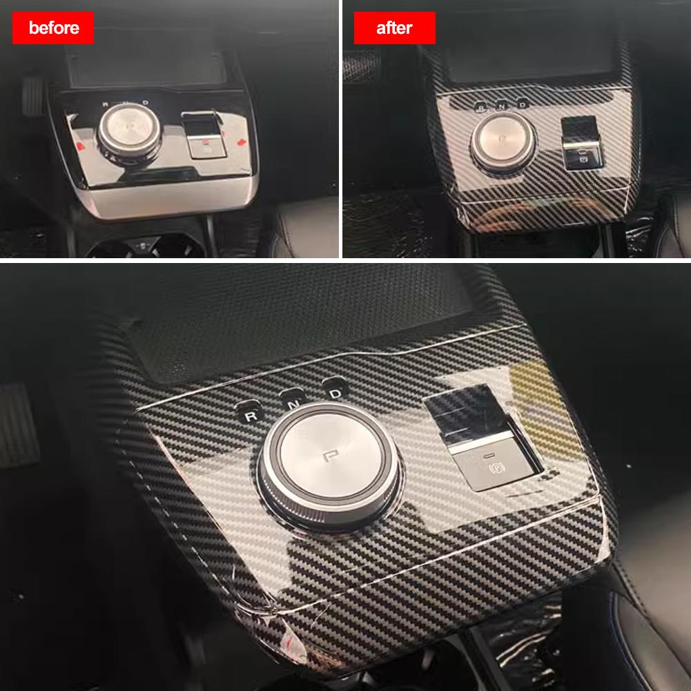 1PC Carbon Fiber Car Center Console Cover Trim Gear ShiftsPanel Frame Sticker for MG4 EV Mulan F19A  2023