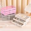 3-stufige Schmuckaufbewahrungsbox Transparente Flanell-Schmuckbox Schmuckbox mit drei Schubladen Zuhause