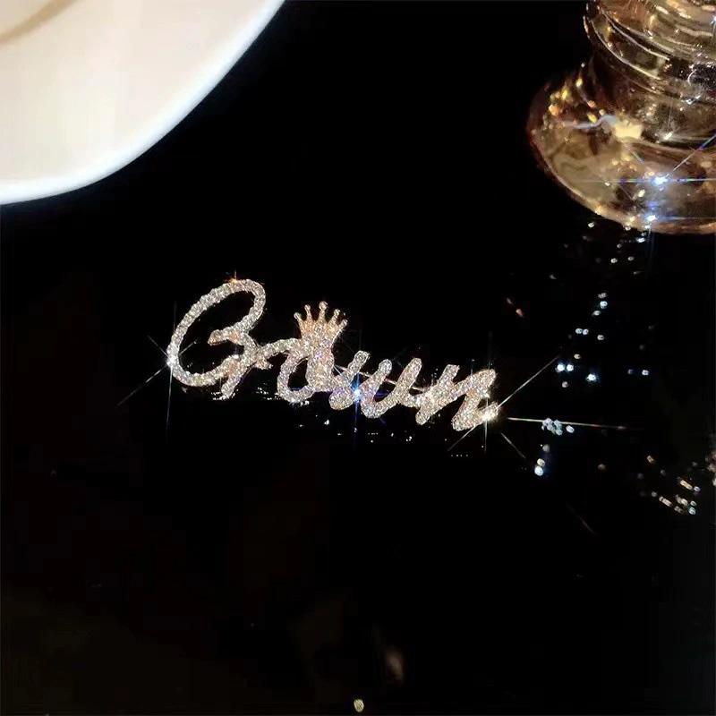 

1PC Metal Brooches Trendy Inlaid Rhinestone for Women Angel Love Vintage Letter Star Clothing Accessories Brooch Pins