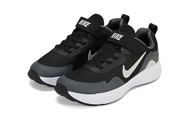 Nike Wearallday Abrasion Resistant Breathable Low top Kids' Running Shoes Black White Gray Children Aged 3 7 Years Old CJ3817-011