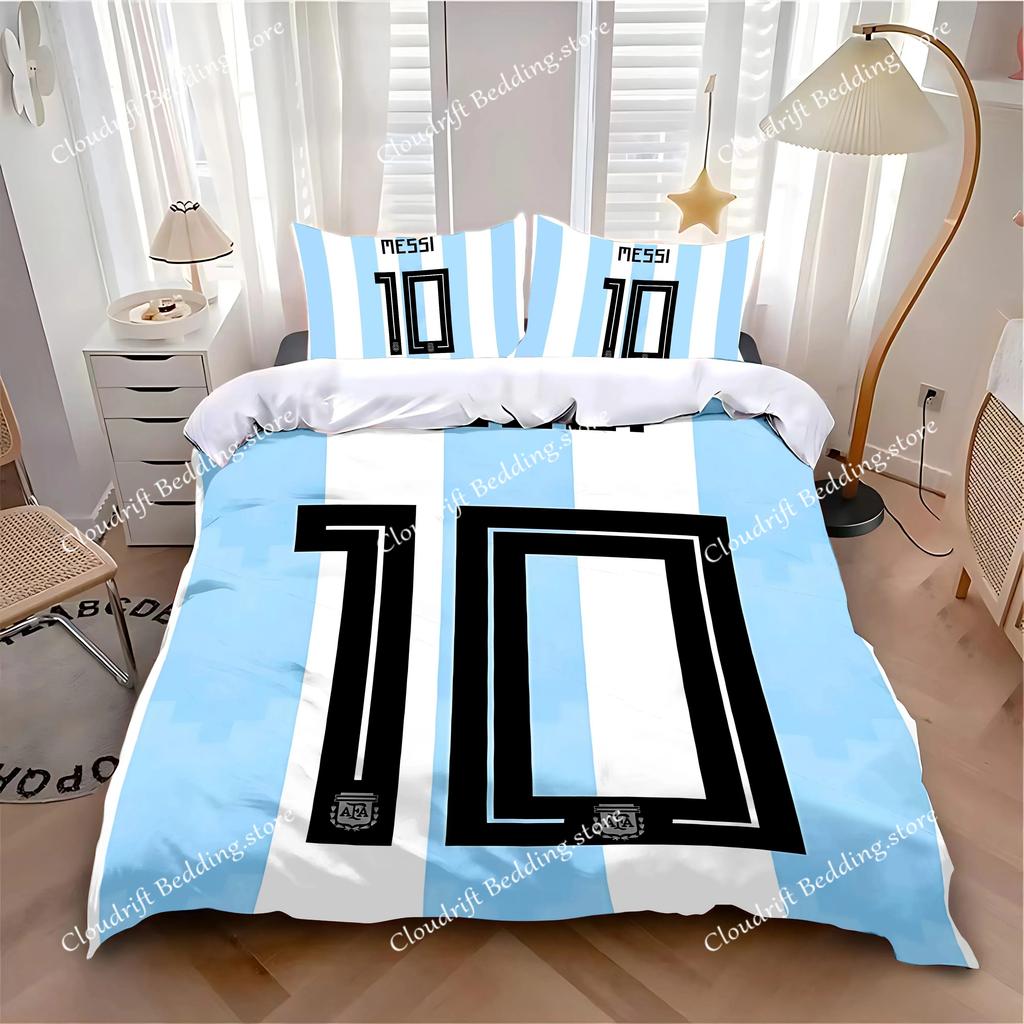 Football Star Duvet Cover Pillowcase M-Messi CR7 Bedding Set Adult Boy Girl Bedroom Decoration Gift Single Double Large Size963
