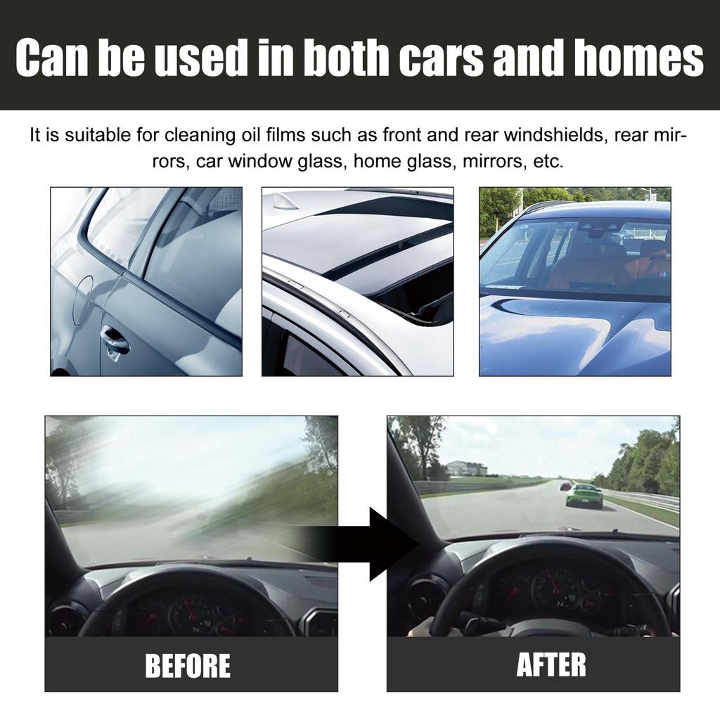 Rayhong Windshield Cleaner 150ml,Powerful Stain Removal & Anti-Rain/Fog Formula, Free Sponge Included for Worry-Free Driving