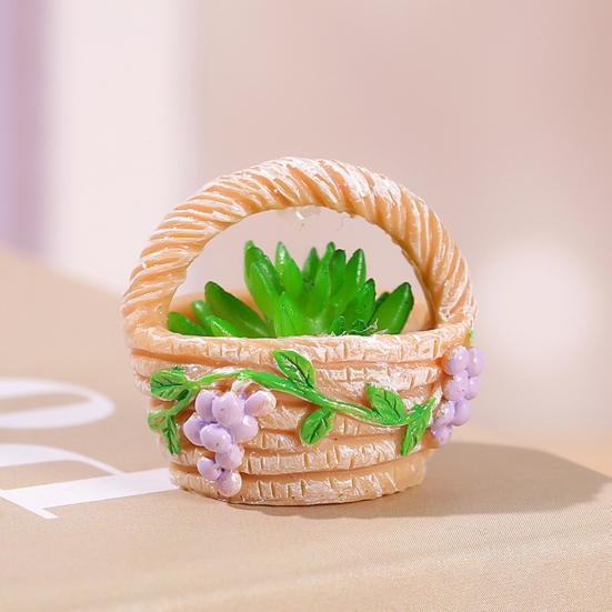 4Pcs with Plant Basket Elephant Miniature Shatterproof Adorable Fairy Garden Ornament