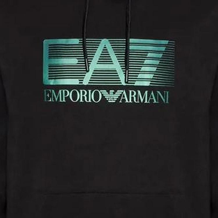 Emporio Armani Ss22 Ea7 Series Letter Logo Printed Hooded Long Sleeve Sweatshirt Men Sweatshirt Black 6LPM62-PJ05Z-1200