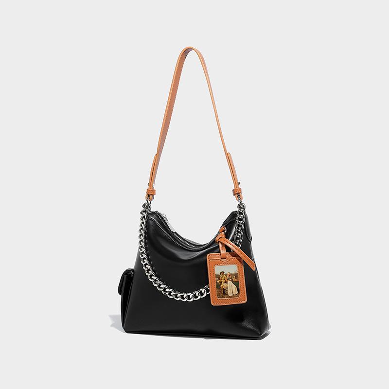 

Niche high-end single shoulder armpit bag women s bag 2024 summer new large-capacity chain commuter messenger tote bag чорний