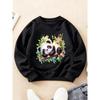 Kids Crewneck Sweatshirt, Healing Fun Forest Panda Hugging Branch Print Long Sleeve Top for Autumn Winter