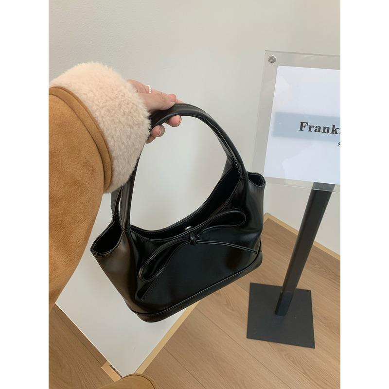 Christmas Vintage Bow Commuter Versatile Tote Bag New Red Women's Autumn and Winter Large Capacity Shoulder Underarm Bag