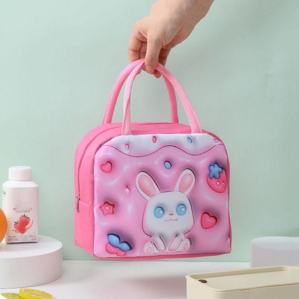 Aluminum Foil 3D Cartoon Insulated Lunch Bag Handheld Thermal Lunch Bag Cartoon Lunch Bag  Student