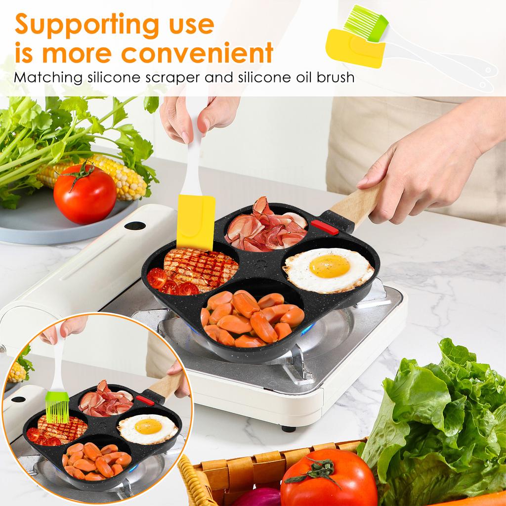 4-Cups Egg Frying Pan Nonstick Pancake Pans Cookware Omelette Pan Skillet Egg Pan for Kitchen Gas Stove Induction Cooker