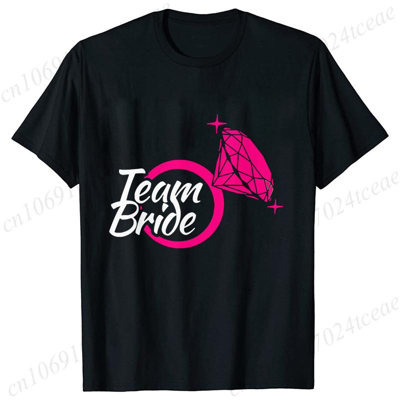 Team Bride TShirt Woman Bachelorette Single Farewell Party Blouses Bridal Shower Wedding Tops Casual ONeck Short Sleeved Tees