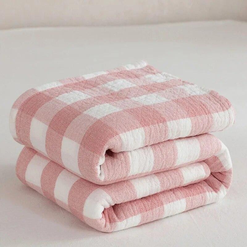 Plaid Cotton Blanket for Bed Gauze Thin Towel Quilt Double Queen King Bed Bedspread Sofa Cover Bedding Sheet Plaid On the Bed